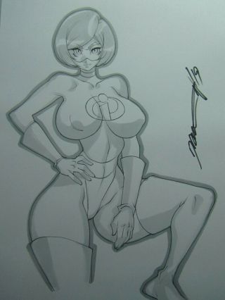 Elastigirl Incredibles Girl Sexy Busty Sketch Pinup - Daikon Art