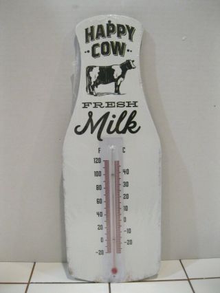 Farm Fresh Milk Happy Cow Farmhouse Metal Thermometer Barn Kichen Diner Sign