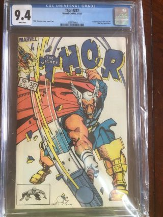 The Mighty Thor 337 Cgc 9.  4 First Beta Ray Bill