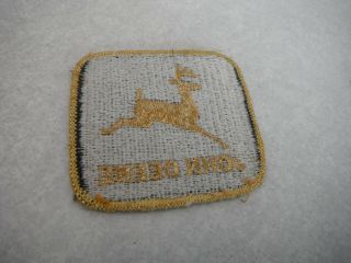 Cloth Sew On JOHN DEERE PATCH Gold Metallic Thread Embroidery Running Deer Logo 2