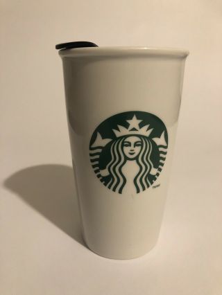 2011 Starbucks Ceramic Travel Tumbler Coffee Mug With Lid 12 Oz To Go Cup Euc