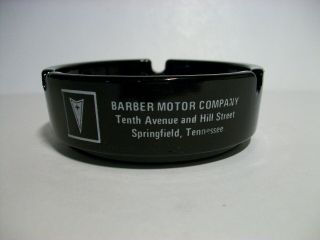 Pontiac Advertising Black Glass Ashtray Barber Motor Co Springfield Tn Tennesse