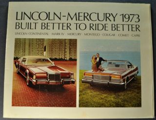 1973 Lincoln Mercury Brochure Mark Iv Continental Cougar Comet Marquis Montego