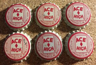 6 Old Ace High Soda Bottle Caps Cork