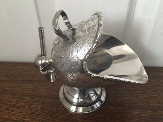 Vintage Silver Plated Coal Scuttle Shaped,  Sugar Bowl And Scoop