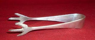 Vintage Claw Shape Solid Silver Tongs,  Viner 
