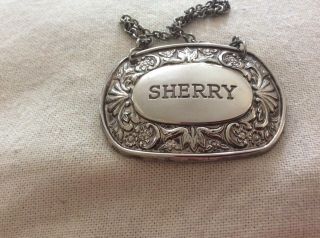 Early 20th Century Silver Plated Sherry Decanter Label By Ianthe