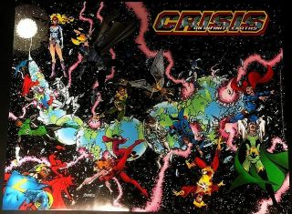 George Perez Crisis On Infinite Earths Promo Poster 22 " X 28.  5 "