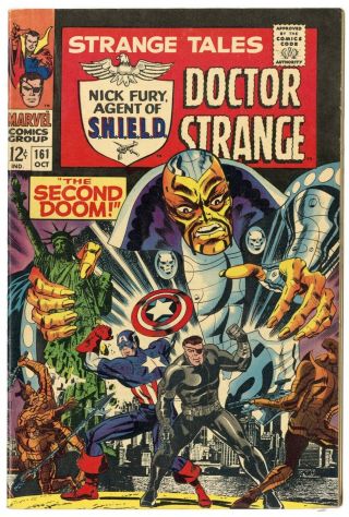 Strange Tales 161 Fn,  6.  5 Ow/white Pages Nick Fury Dr.  Strange Marvel 1967