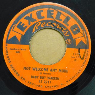 Baby Boy Warren Blues 45 Not Welcome Any More B/w Chuc A Luck On Excello Tb106
