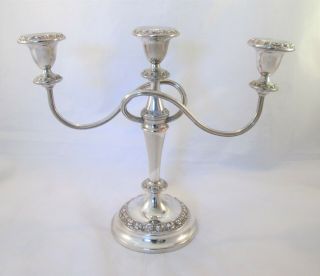 A Vintage Silver Plate 3 Branch Candleabra / Candlestick