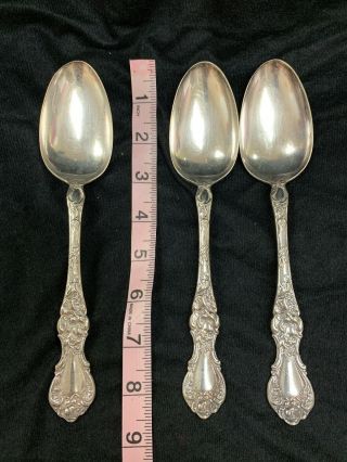 (3) Vintage 1835 R Wallace Silverplate Floral Serving Spoons
