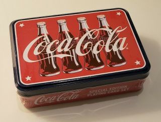 Vintage Nib Coca - Cola Playing Cards - 2 Decks In Tin Box