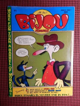 Bijou Funnies 1 1st Print 1968 5.  0 With Cover Overlay