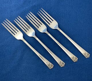 April Pattern By Rogers & Brothers Silver - Plate • Set Of 4 Dinner Forks 1950 