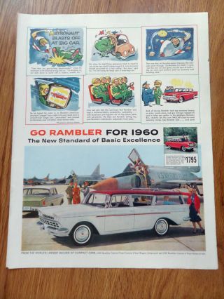 1960 Rambler Custom 3 Seat Wagon & Custom 4 Door Sedan Ad Air Force Base Theme