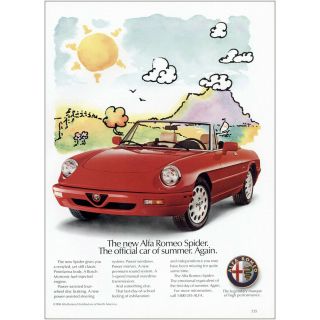 1990 Alfa Romeo Spider: Official Car Of Summer Again Vintage Print Ad