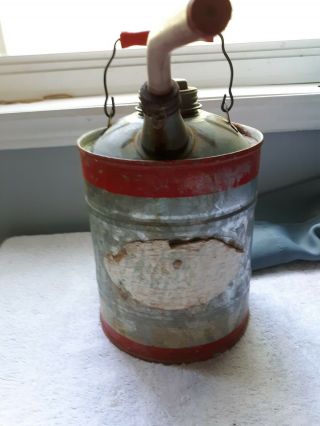 Vintage Old Ironsides 1 One Gallon Galvanized Gas Can Made In Usa