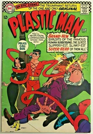Plastic Man 1 Vg/fn But Popped Lower Staple 1966 Dc Silver Age Comics