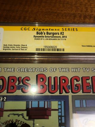 Bobs Burgers 2 CGC SS 9.  4 signed by H.  Jon Benjamin NM Dynamite Comics Rare 3