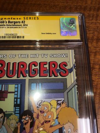 Bobs Burgers 2 CGC SS 9.  4 signed by H.  Jon Benjamin NM Dynamite Comics Rare 5