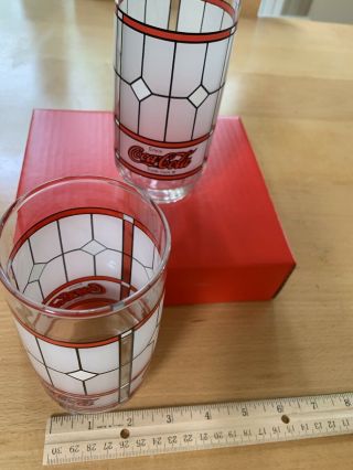 Set of 2 Coca Cola Drinking Glasses VINTAGE TIFFANY STYLE Coke STAINED GLASS 3