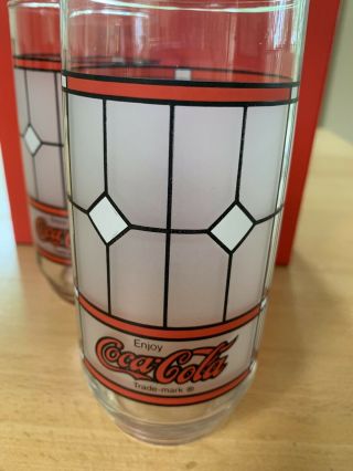 Set of 2 Coca Cola Drinking Glasses VINTAGE TIFFANY STYLE Coke STAINED GLASS 4