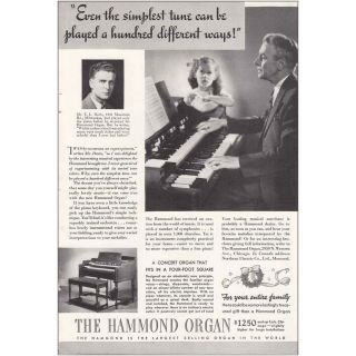 1937 Hammond Organ: Even The Simplest Tune Vintage Print Ad