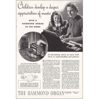 1938 Hammond Organ: Children Develop A Deeper Appreciation Vintage Print Ad