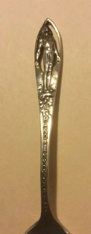 Antique Sterling Silver Souvenir Spoon - Full Figure Indian - Grand Canyon