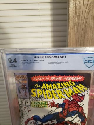 Cbcs 9.  4 Spider - Man 361 1st Appearance Of Carnage Key 