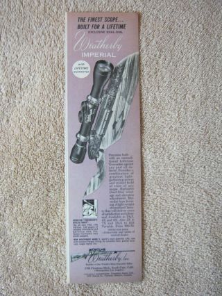 Vintage 1960 Weatherby Imperial Shooting Hunting Rifle Gun Scopes Print Ad