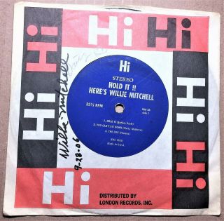 Willie Mitchell Rare Memphis 33 1/3 7 " Ep 6 Tracks Autographed Vg