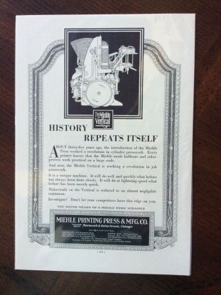1924 Vintage Ad Miehle Printing Press & Mfg.  Co.  Fantastic