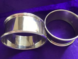 2 X Vintage Solid Silver Napkin Rings,  Hallmarked