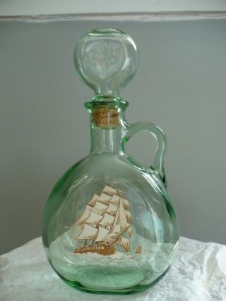 Old Fitzgerald Whiskey Decanter Gold Old Ironsides 1849 Collectible Barware