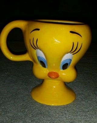 2000 Warner Brothers Tweety Bird Pedestal Coffee Mug Cup Collectors Looney Tunes