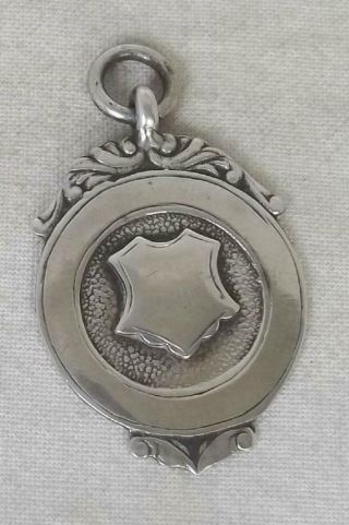 A Solid Sterling Silver Pocket Watch Chain Fob Medal Birmingham 1937.