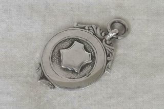 A SOLID STERLING SILVER POCKET WATCH CHAIN FOB MEDAL BIRMINGHAM 1937. 2