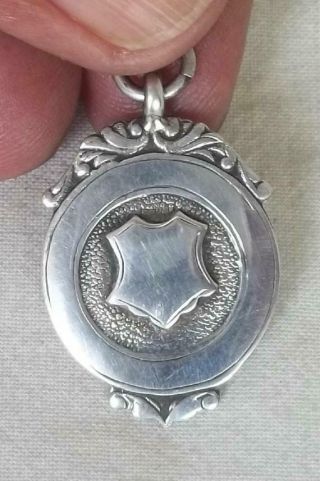 A SOLID STERLING SILVER POCKET WATCH CHAIN FOB MEDAL BIRMINGHAM 1937. 5