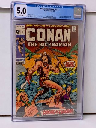 Conan The Barbarian 1 (1970) Cgc 5.  0 - 1st Appearance Of Conan White Pages Key