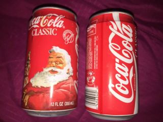 2 Coca - Cola Classic Coke 12 Oz 355 Ml Empty Soda Can Santa Claus 1993?