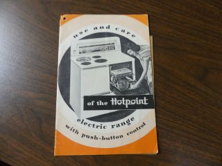 Vintage Hotpoint Electric Range Push Button Control Appliance Use & Care Booklet