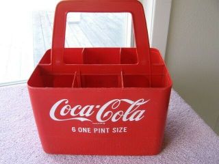 Vintage Coca Cola Red Plastic 6 Pint Size Bottle Carrier