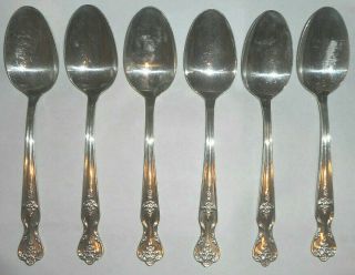 1951 Set Of 6 Silver Plate Table Spoons Magnolia / Inspiration Wm.  Rogers