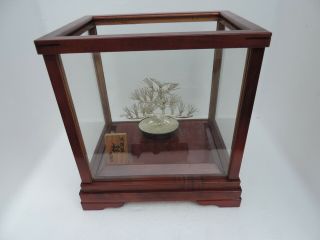 Stunning Antique Masterly Hand Crafted Japanese Sterling Silver Pine Bonsai Tree