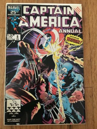 Captain America Annual 8 Wolverine 1986 Marvel Comics Nuklo Tess - One Avengers