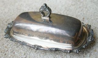 Vintage Lunt E50 Silverplate Silver Plate Butter Dish With Cover Glass Insert
