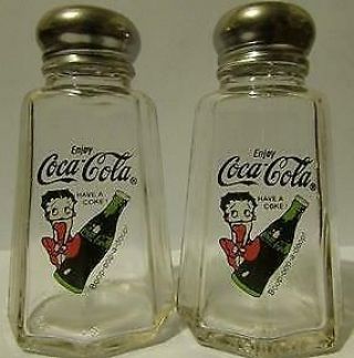 A Set Of Betty Boop Coca Cola Salt & Pepper Shakers