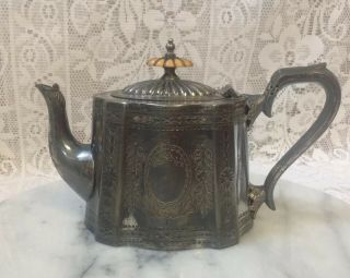 Antique Walker & Hall Silver Plated Britannia Metal Tea Pot,  As Seen